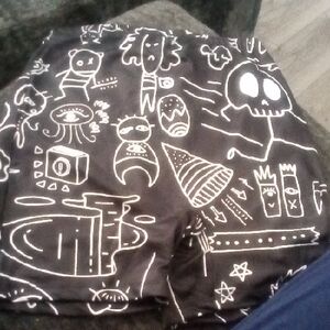 Black Graphic Print Shorts